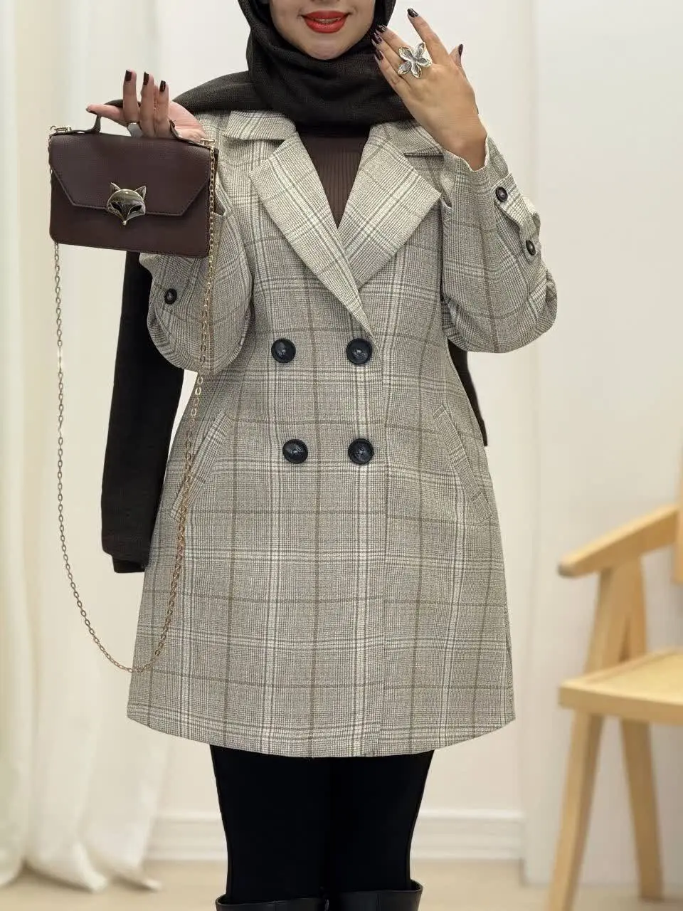 3710-مانتو پاییزه موکا